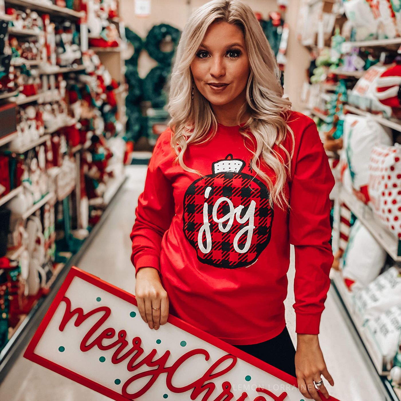 JOY Christmas Bulb Long-Sleeve Graphic Tee Shirt