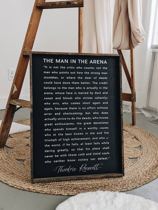 The Man in the Arena  18"x24" Wood Sign (Two Colors)