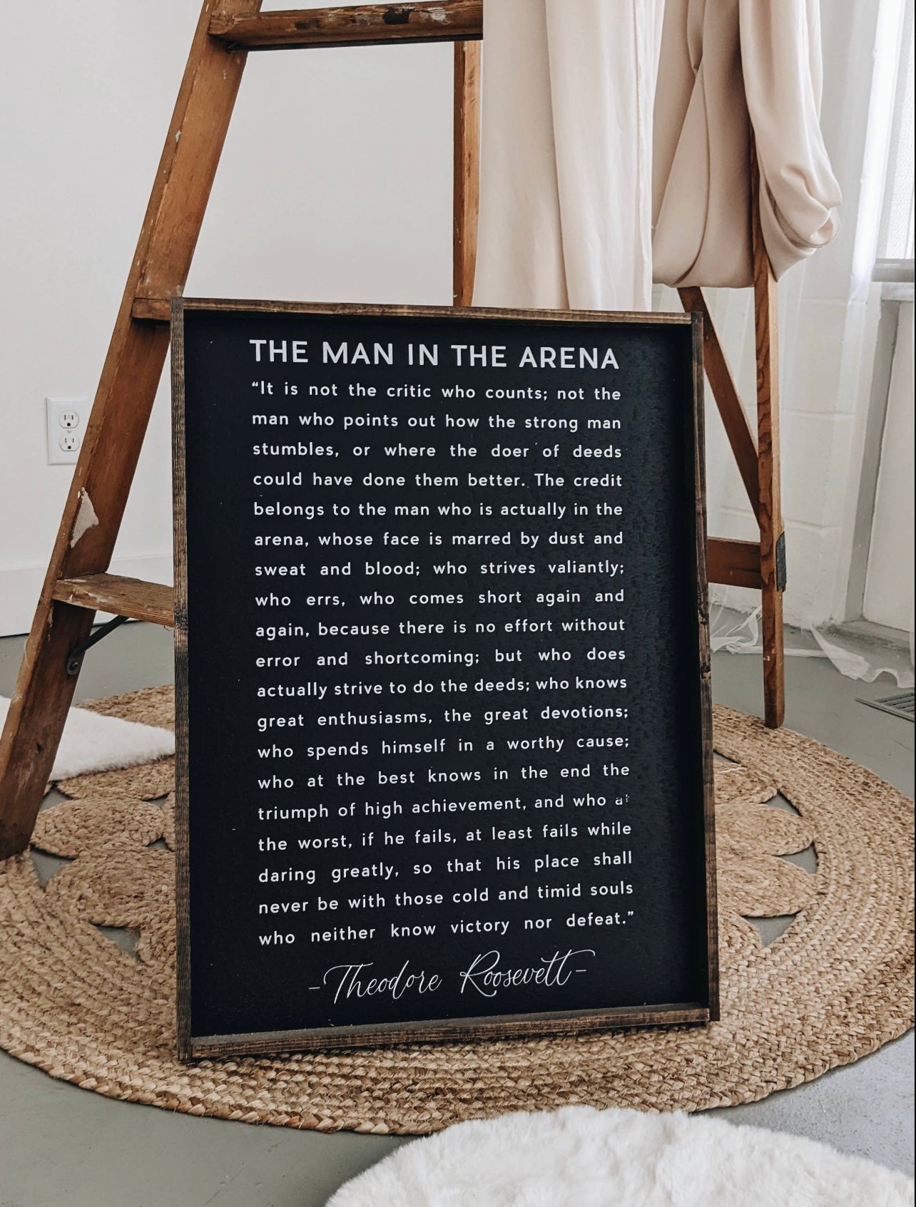 The Man in the Arena  18"x24" Wood Sign (Two Colors)