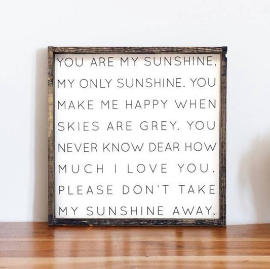 You Are My Snshine Nursery 13"x13" Wooden Sign