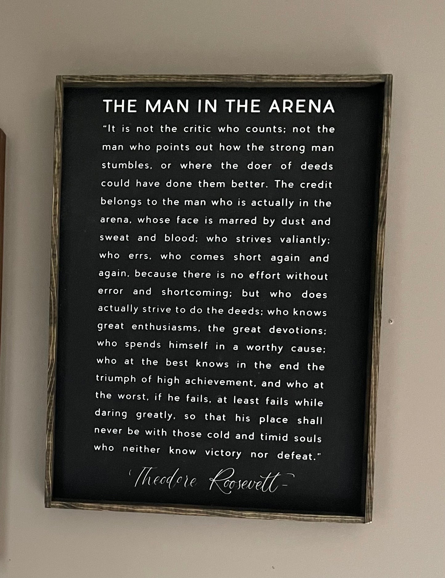 The Man in the Arena  18"x24" Wood Sign (Two Colors)