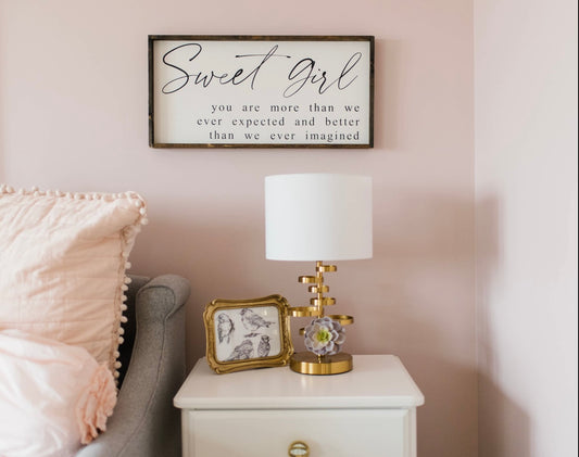 Sweet Girl 12"x24" Wood Sign | Nursery Décor