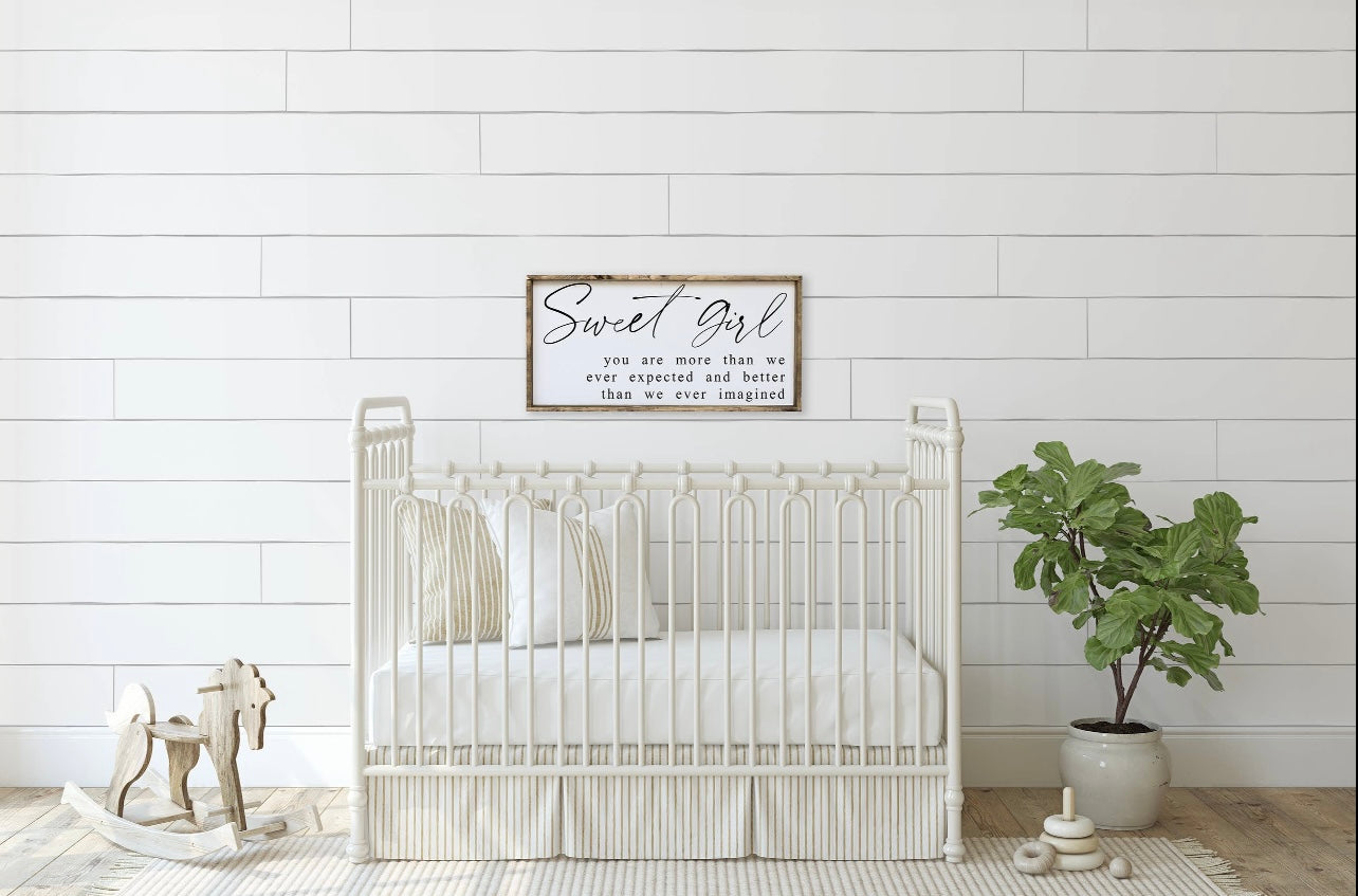 Sweet Girl 12"x24" Wood Sign | Nursery Décor