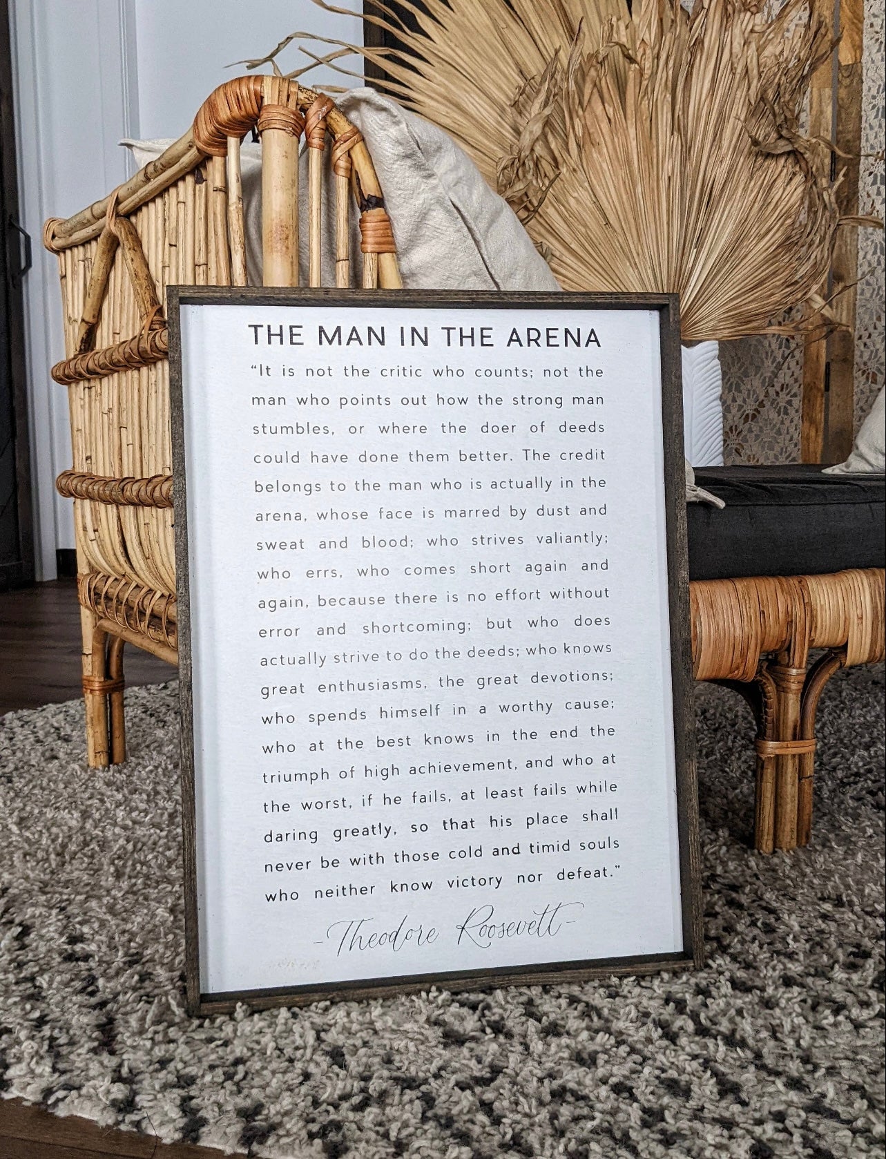 The Man in the Arena  18"x24" Wood Sign (Two Colors)