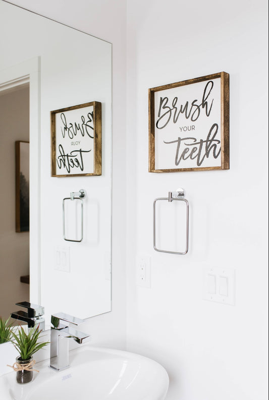 Brush Your Teeth Wood Sign | Bathroom Décor