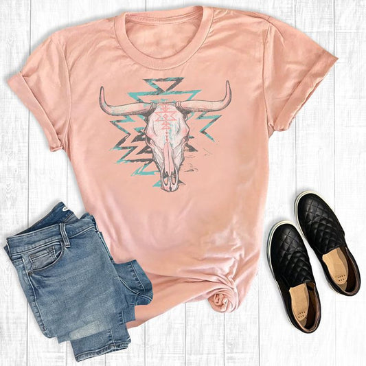 Western Aztec Cowskull T-Shirt | Apparel